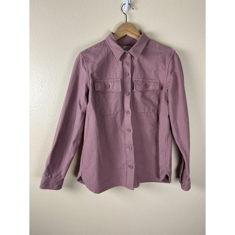 L.l.bean S Flannel Shirt Jacket Purple Thick Heavyweight Button Up